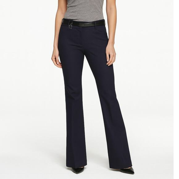 Express Editor Navy Blue Chambray Straight Leg Dress Pants Jeans Trousers 8S - Picture 1 of 8